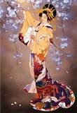 精准印花dmc十字绣正品大幅 人物 世界名画 油画 日本和服仕女图
