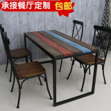 饭店茶餐馆LOFT复古漫咖啡桌餐厅餐饮桌椅实木铁艺餐桌椅组合批发