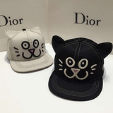 帽子 亲子款韩版春季新款可爱猫咪情侣鸭舌帽时尚嘻哈帽棒球帽潮