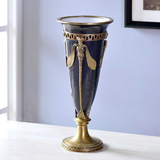 美式乡村装饰花瓶摆件 陶瓷镶铜花瓶玄关客厅摆设 欧式复古花插