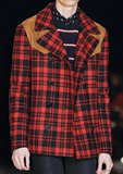 全新正品2014秋冬秀款Saint Laurent圣罗兰SLP拼料羊毛外套Y990F