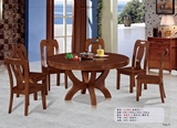 纯实木餐桌圆形原木饭桌进口橡木圆桌1.3米1.5米