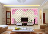 简约3D立体软包玫瑰花无缝客厅卧室电视背景墙纸壁纸大型壁画墙布