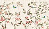 高清中式手绘花鸟背景墙素材图片花鸟装饰画画芯图库墙画壁画