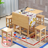 折叠餐桌、实木餐桌、松木餐桌椅小户型多功能伸缩餐桌凳子组合