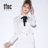 TFNC韩范系带白衬衫女韩版宽松学院风长袖雪纺衬衣学生蝴蝶结上衣