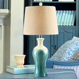 欧式蓝色陶瓷台灯卧室床头灯 奢华装饰 美式台灯现代创意时尚客厅
