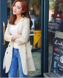 Cherrykoko韩国直发官网正品代购女装新款休闲亚麻风衣短外套Kh