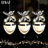雷萨欧式水晶吊灯三头餐厅灯  现代简约艺术创意个性吧台吊灯M130