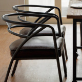 复古实木休闲椅子做旧家具咖啡椅铁艺实木餐椅软垫靠背可定做LOGO
