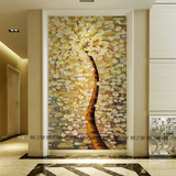 3D立体大型壁画现代简欧式中式玄关壁纸走廊简约背景墙纸 发财树