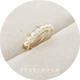 【pearlboom】复古设计 天然淡水珍珠包绕戒指 14K注金