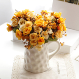假花仿真花套装客厅装饰白色瓷器餐桌花瓶插花花器绢花简约绣球花