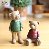 蘑菇堡创意树脂动物摆件祈祷木偶小熊摆设工艺礼品结婚礼家居装饰
