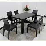 小户型餐台简约现代饭桌餐厅家具黑橡木贴皮餐椅组合餐桌全套包邮