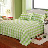 绿格纯棉老粗布床单枕套传统工艺织布不卷边 1.5m1.8米纯棉老粗布
