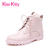 Kiss Kitty秋季新品休闲通勤舒适系带学院风低跟圆头女短靴