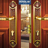 荣力斯 欧式全铜门锁 纯铜室内房门锁卧室实木门锁美式双开门锁