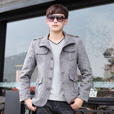 新款韩版青年男士常规保暖妮子夹克中学生保暖纯色西装夹克外套