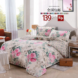 欧韩式家纺正品床上用品3d简约田园风纯全棉面3三4四件套床单被套