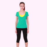 专柜正品 hosa浩沙女士健身运动瑜伽舒适透气修身薄短袖112301403