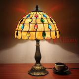 蒂凡尼台灯地中海卧室床头书房彩色玻璃灯罩温馨欧式艺术复古台灯