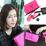 韩国 3ce化妆包 stylenanda 粉色时尚三角立体方形拉链包收容包