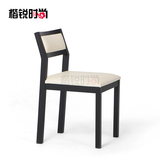 楷锐新中式餐椅简约实木椅创意设计师椅子个性皮餐椅软包椅子Y011