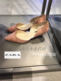 香港正品代购ZARA新款女鞋尖头绒面中空甜美细跟高跟鞋6206/101