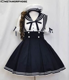 【天天特价】lolita洛丽塔洋装学院海军领短袖衬衫加背带裙两件套