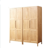 宜家日式实木橡木衣柜卧室家具组合收纳柜两门四门整体衣柜储物柜