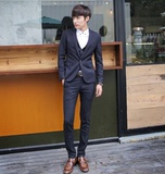 韩国代购小西装男士修身套装西服韩版青年休闲潮男复古单排扣西装