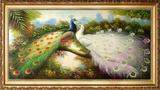 欧式纯手绘孔雀油画动物 客厅装饰画玄关挂画横竖壁画有框画凤凰