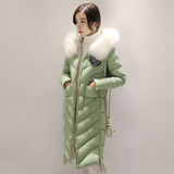 2015冬季新款韩版修身加厚狐狸大毛领超长款过膝羽绒服女大码女装