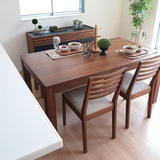 北欧老榆木茶桌 美式原木大板长方桌 中式实木组合餐椅餐桌包邮