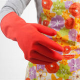 短款加厚加棉绒里保暖洗碗洗衣家务清洁乳胶橡胶手套冬季家务手套
