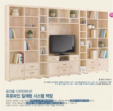 韩国实木书柜书架带门置物架电视柜储物收纳柜子展示柜组合墙柜