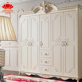 卧室家具欧式简约雕花烤漆五门衣柜木质组合整体大衣橱组装储物柜
