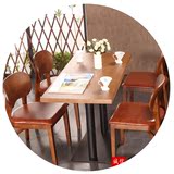 复古咖啡厅奶茶店实木桌椅 西餐厅甜品店 主题餐厅餐桌椅组合