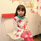 2016韩国儿童女童卫衣T恤春装纯棉星星套头长袖长版裙衫外套0188