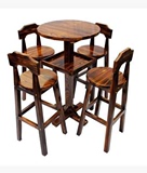 特价碳化桌椅套件防腐木火烧木桌椅实木酒吧桌凳吧台高脚桌凳餐桌