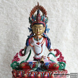 藏传佛教 尼泊尔密宗手工纯铜鎏金彩绘金刚萨埵佛像 高43cm 精品