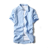 夏季韩版休闲纯色白短袖衬衫男士修身款青少年半袖衬衣男装寸衫潮