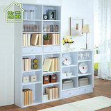 白色浪漫书柜三件组合 简易书架创意简约现代木书橱宜家 悠品
