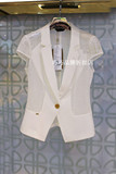 百丝专柜正品夏装新 优雅知性镂网单扣白色显瘦西装外套AJA504020