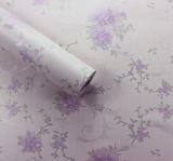 防水加厚PVC自粘壁纸简约紫色碎花小碎花卧室自粘壁田园壁纸包邮