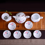 醴陵釉下五彩手绘瓷器  水点桃花 整套茶具