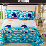 单卖床单 蓝色儿童海洋纯棉单独床单 学生小鱼图案单件床单1.2米
