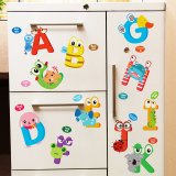 卡通动物字母墙贴纸贴画儿童房早教贴厨房柜门柜子冰箱装饰品英文