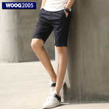 WOOG2005男士格子短裤2016夏季韩版修身松紧腰青年薄款休闲五分裤